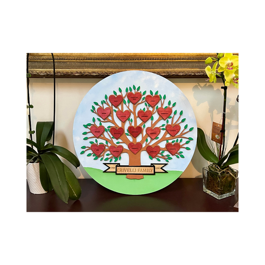 Wooden Family Tree Round