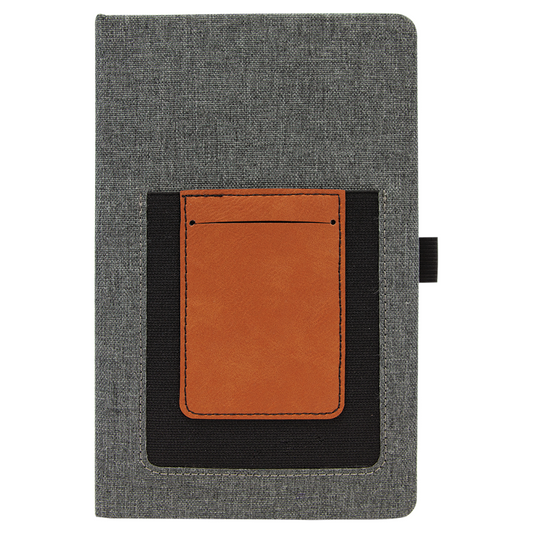 Leatherette Phone Pouch with Canvas Journals and Cell/Card Slot