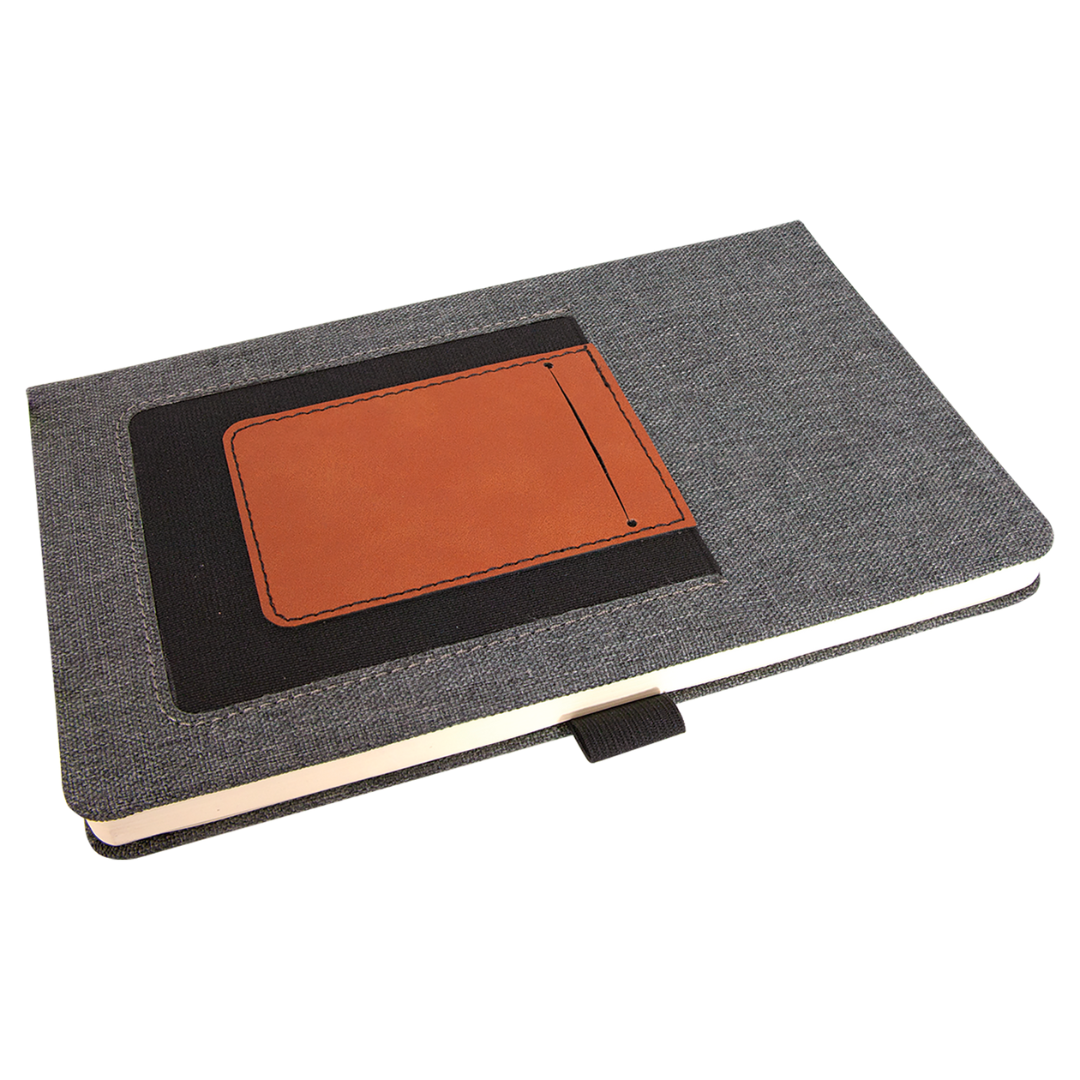 Leatherette Phone Pouch with Canvas Journals and Cell/Card Slot