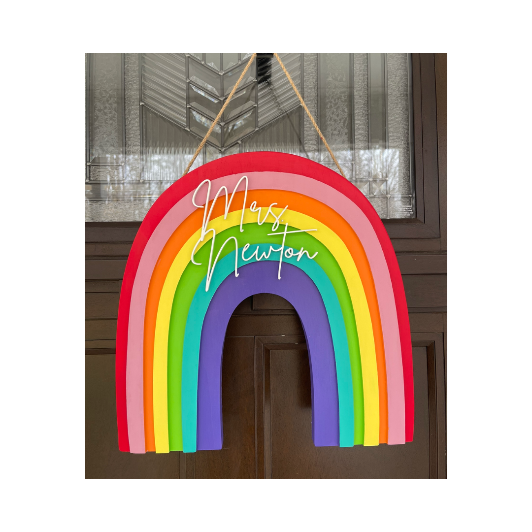 Wooden Rainbow Teacher Sign(s)