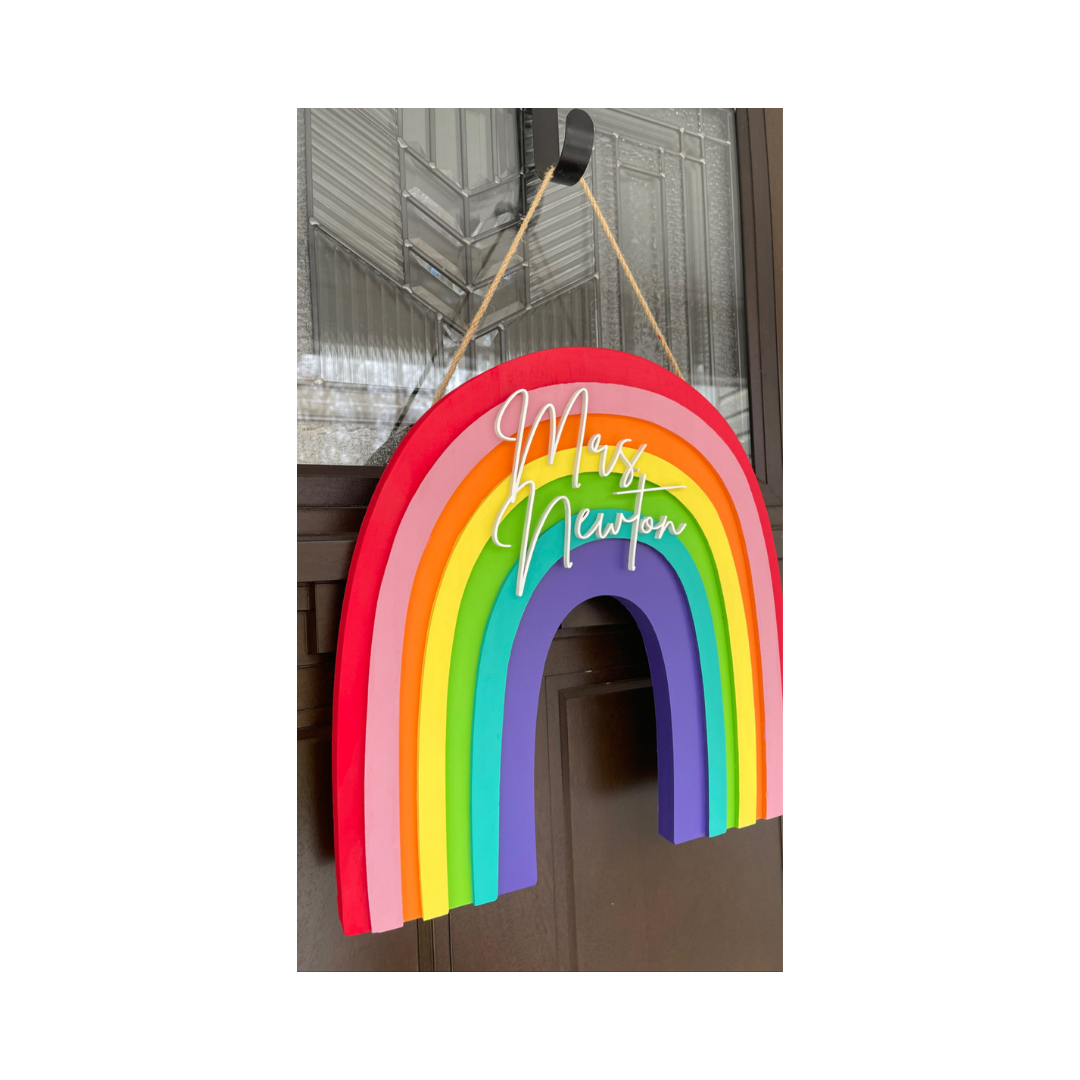 Wooden Rainbow Teacher Sign(s)