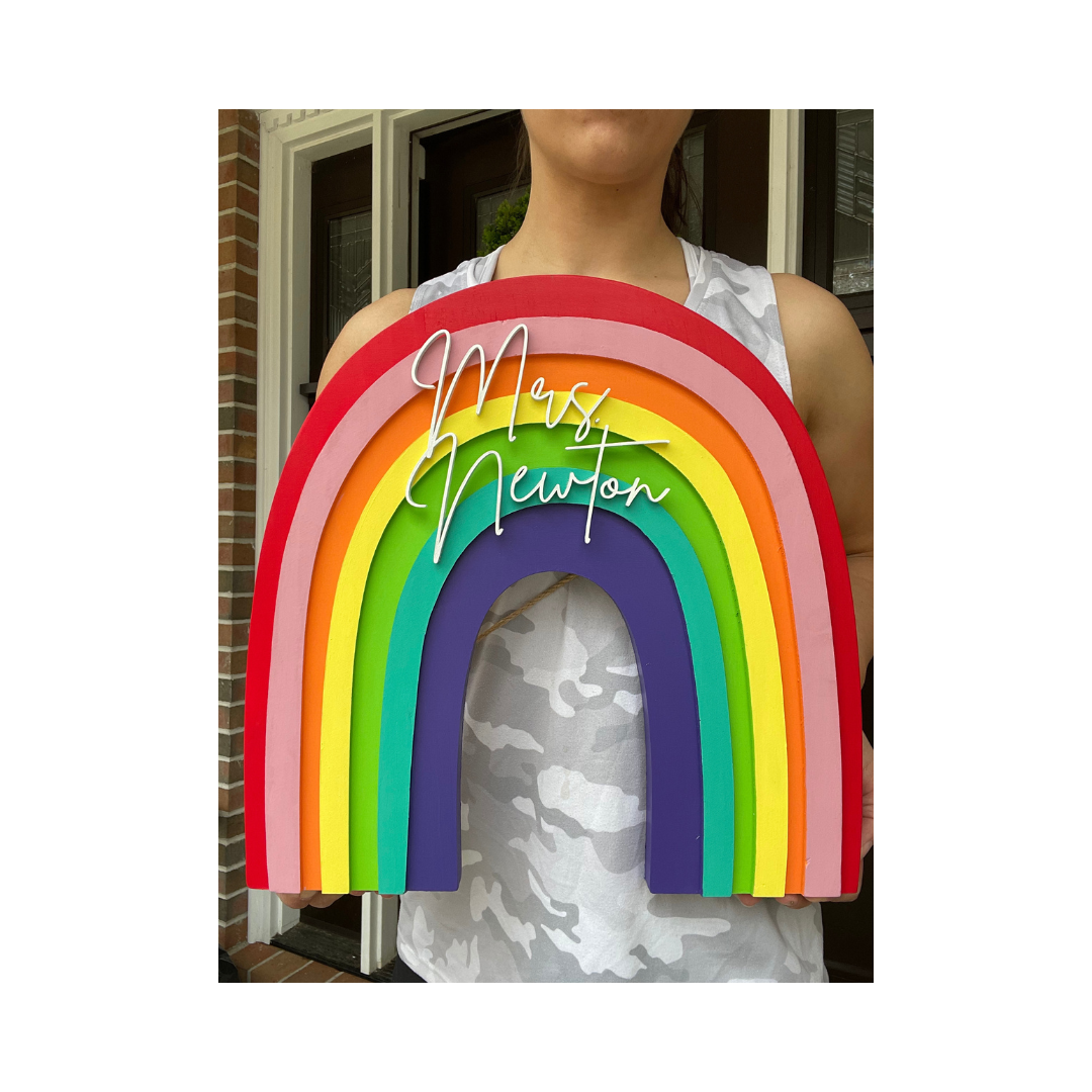 Wooden Rainbow Teacher Sign(s)