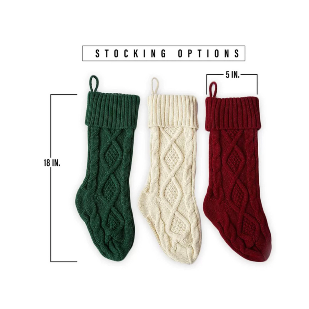 Cable Knit Stockings with Leather Patch