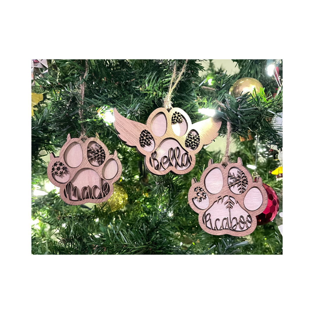 Ornament - Paw Print for Pets & Memorial with Wings