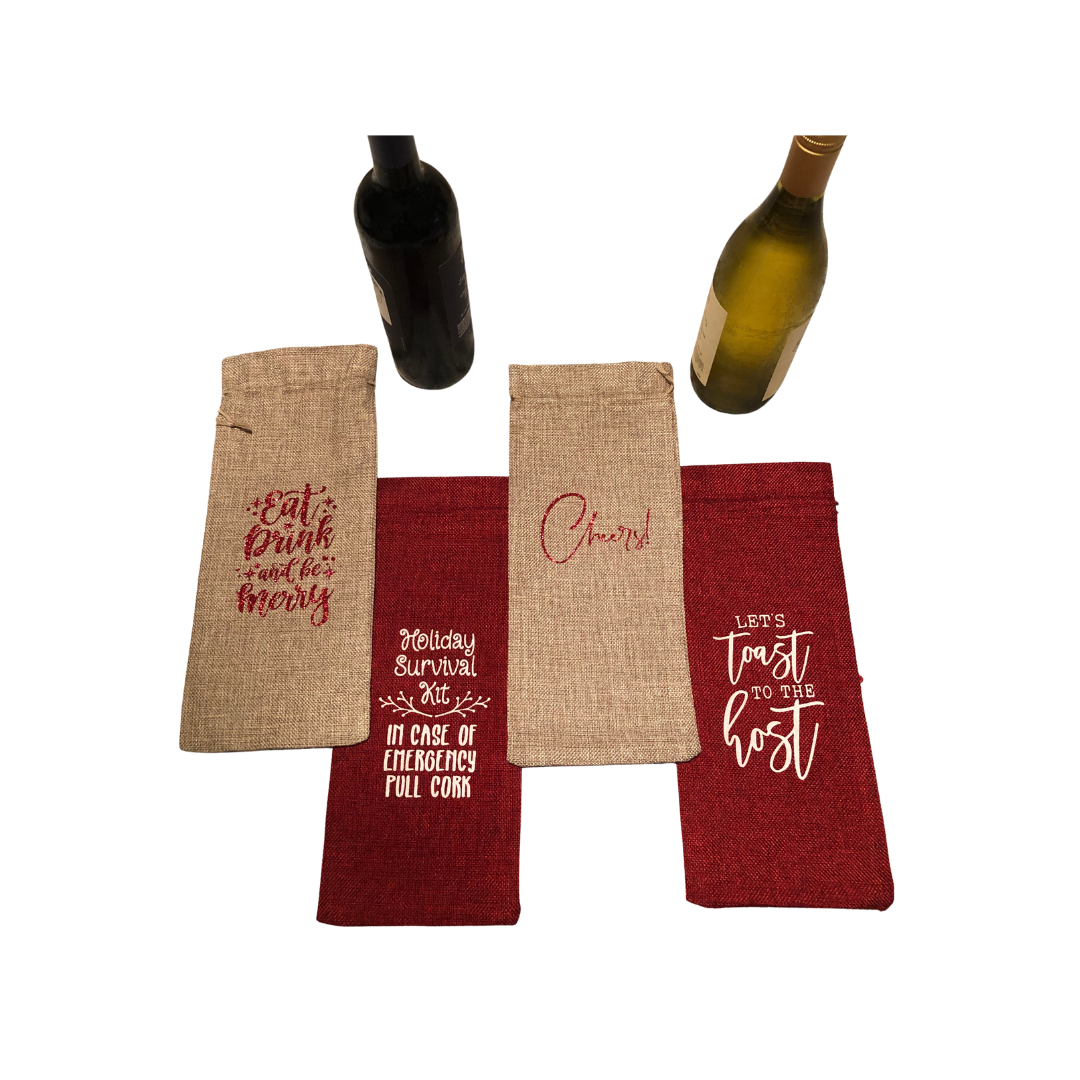 Burlap - Wine Bags