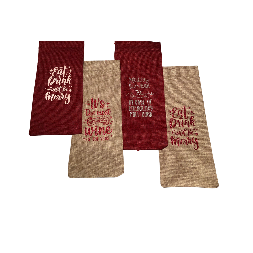 Burlap - Wine Bags