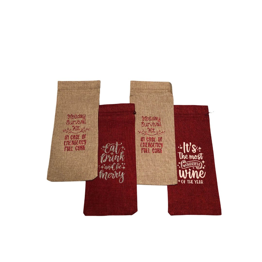 Burlap - Wine Bags