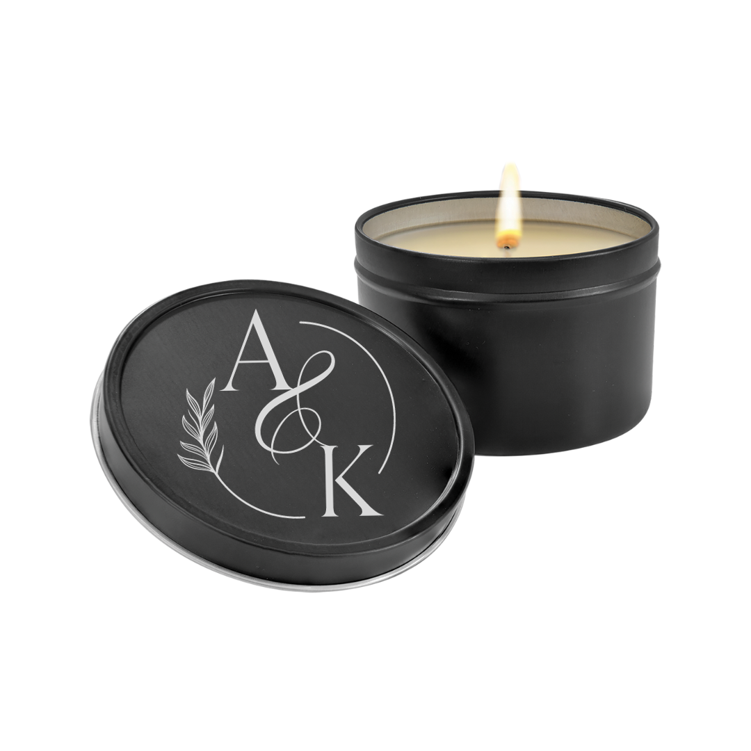 Assorted Candles - 8 oz Black Metal Tin