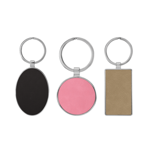 Leatherette Metal Frame Keychains