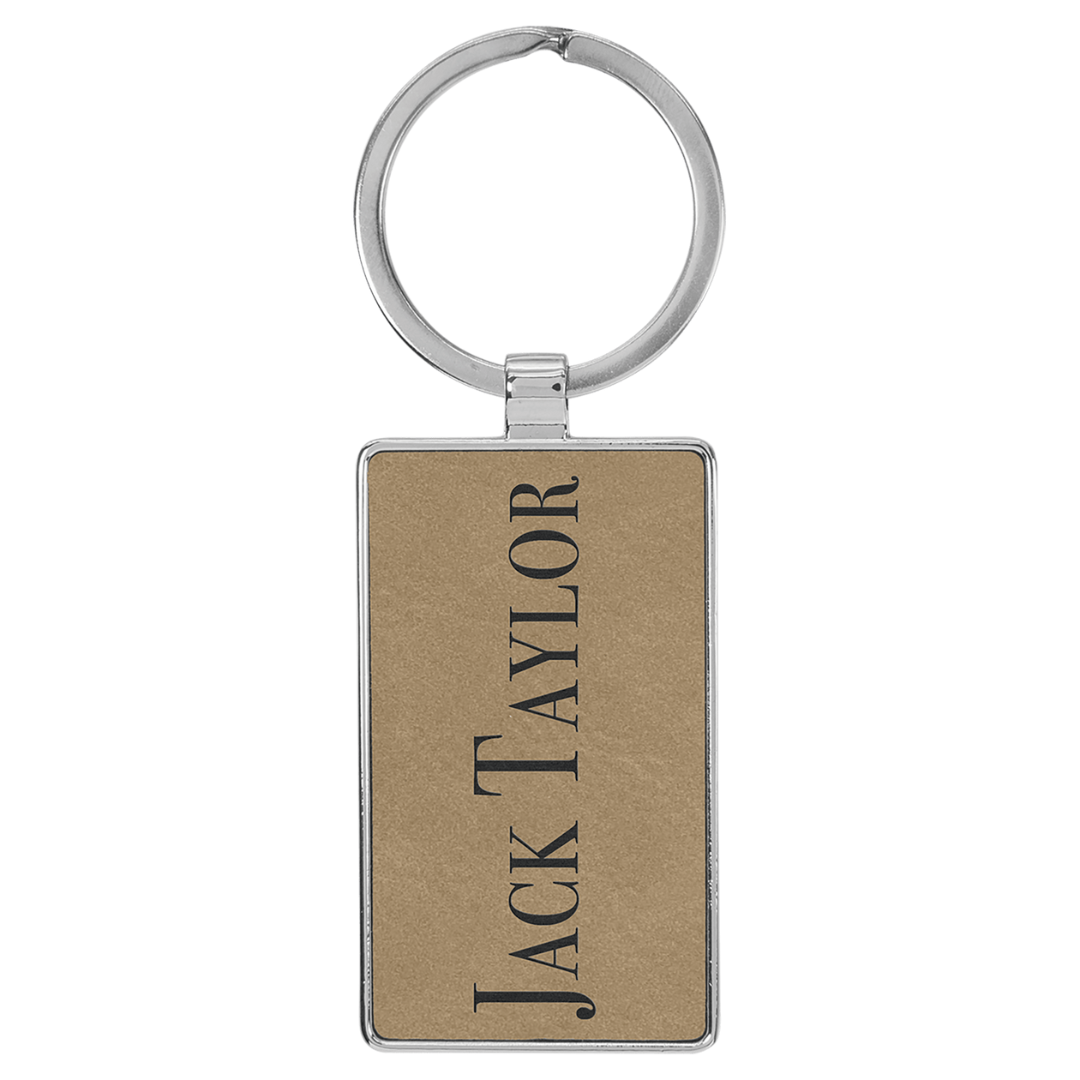 Leatherette Metal Frame Keychains