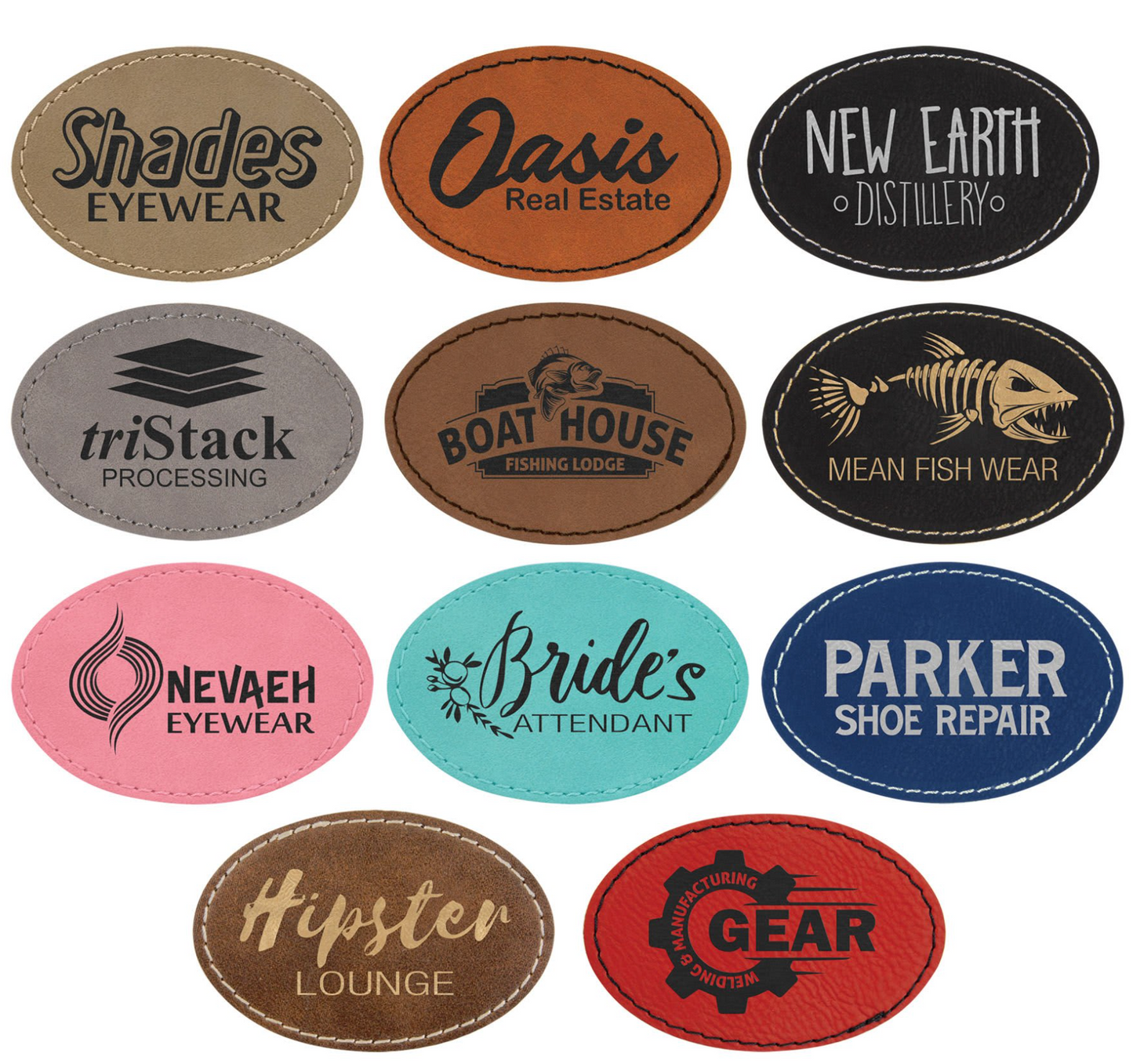 Oval leatherette patches with Adhesive