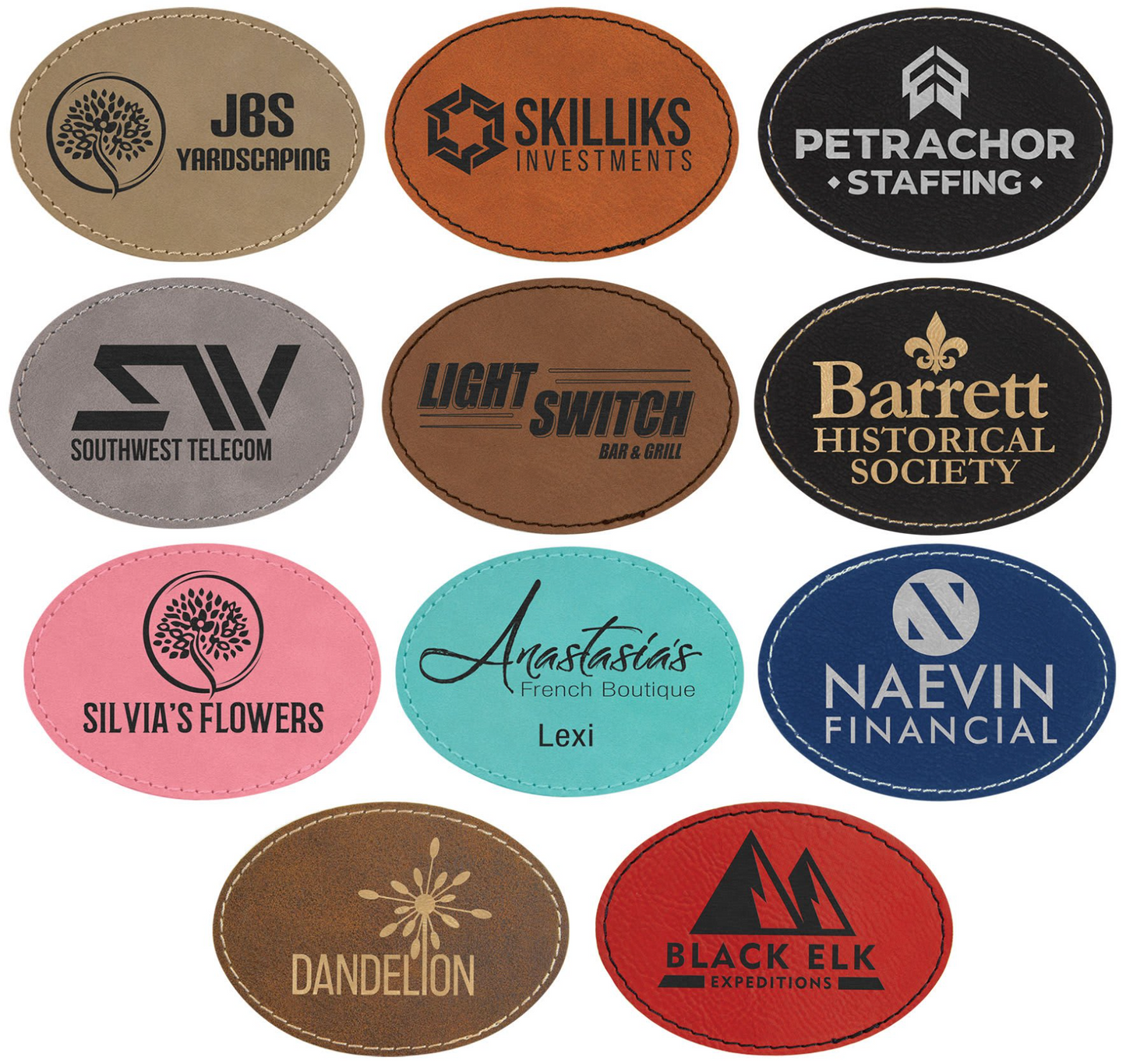 Oval leatherette patches with Adhesive