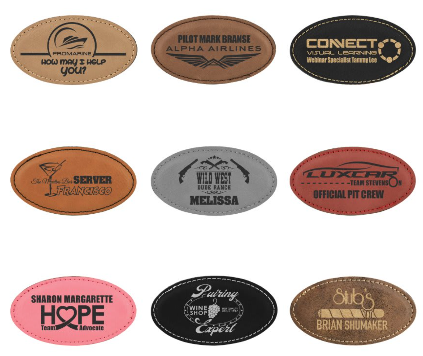 Leatherette Name Badges with Magnet (Oval and Round Corner)