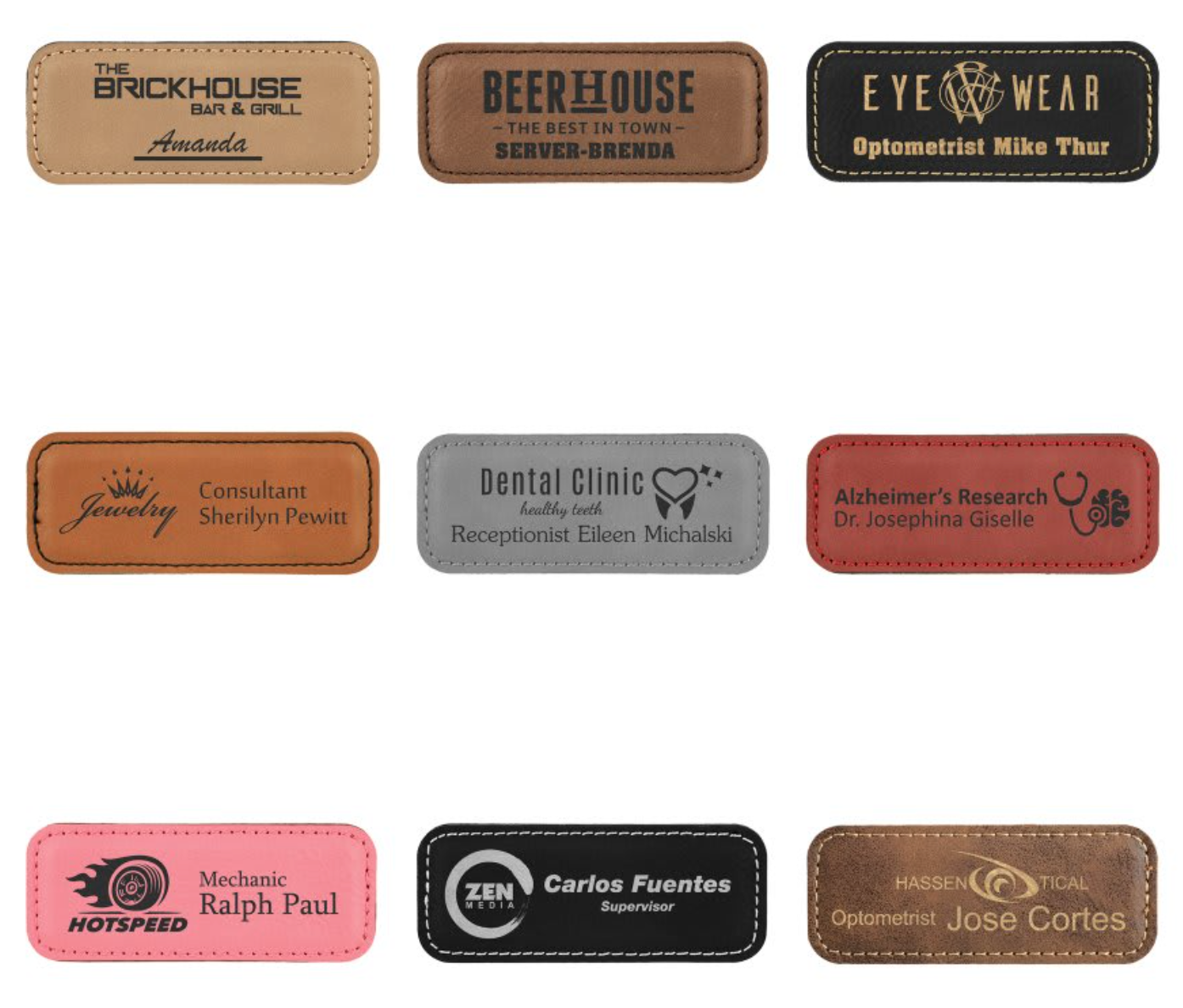 Leatherette Name Badges with Magnet (Oval and Round Corner)