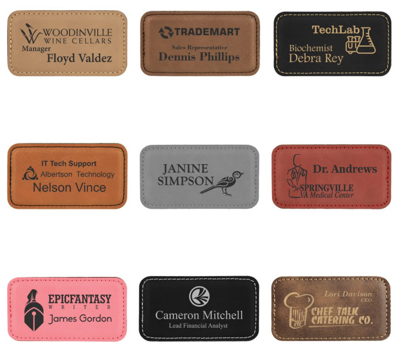 Leatherette Name Badges with Magnet (Oval and Round Corner)